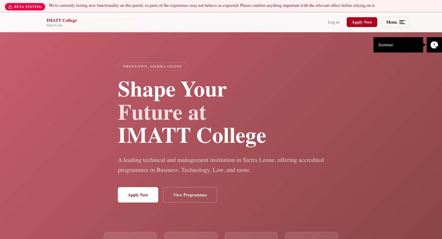IMATT College website screenshot