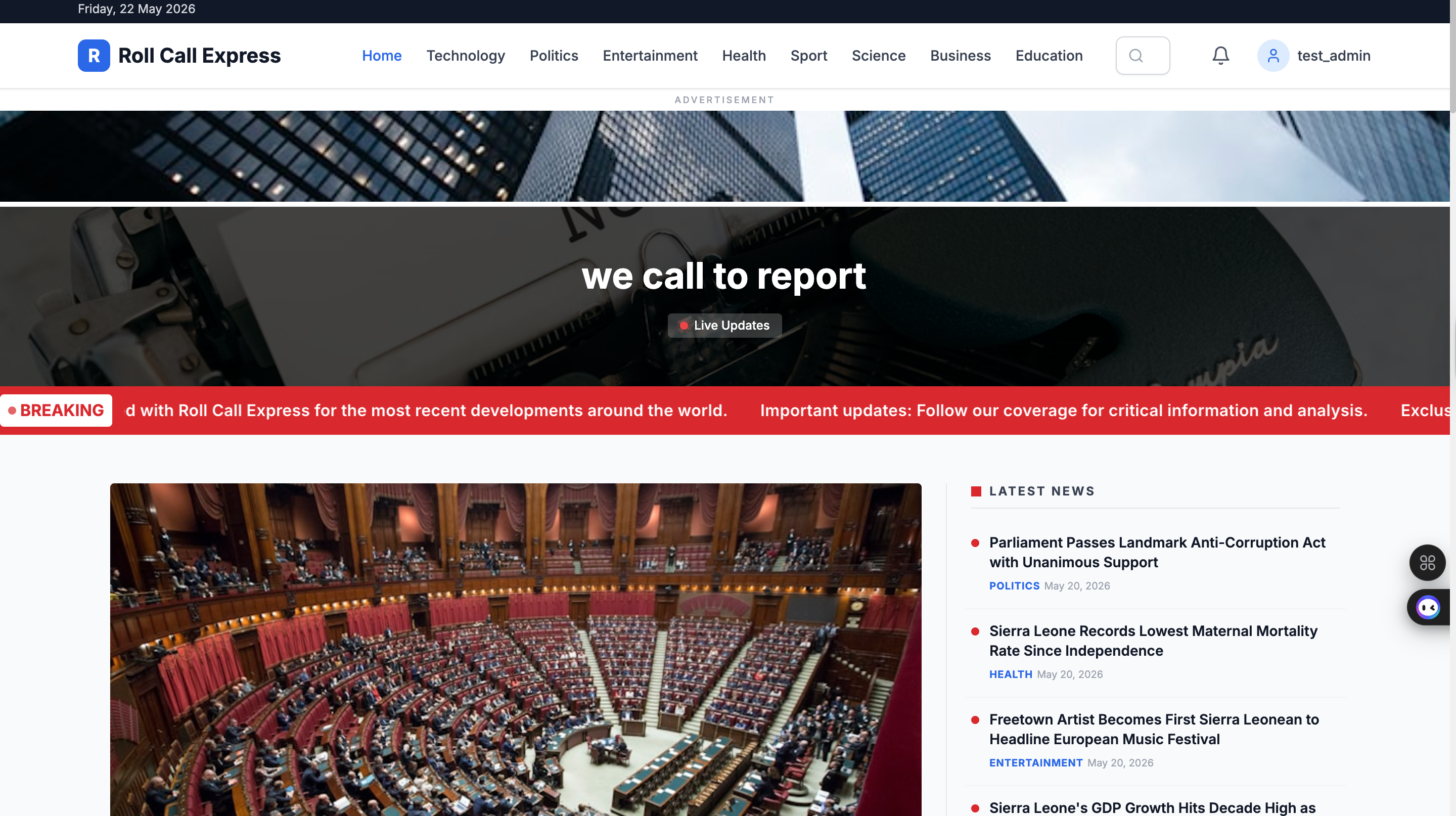 Roll Call Express website screenshot