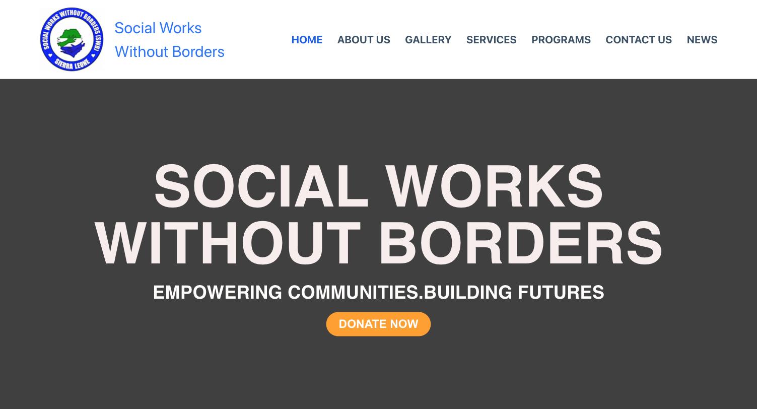 Social Works Without Borders website screenshot